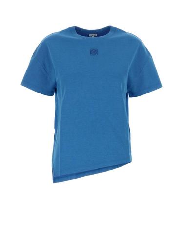 [해외직구][X45]로에베 S540Y22X59 BLUE 여성 티셔츠 민소매 탑 나시 Light blue cotton blend t shirt
