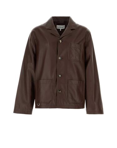 [해외직구][X45]로에베 H526Y19LAZ DARKCHOCOLATE 남성 데님 패딩 베스트 다운 블레이저 봄버 Chocolate leather jacket