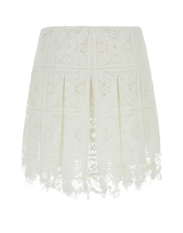 로에베 [해외직구][X45]로에베 S616Y1AX03 WHITE 여성 스커트 치마 롱 미디 미니스커트 White lace Paula s Ibiza shorts 착용컷