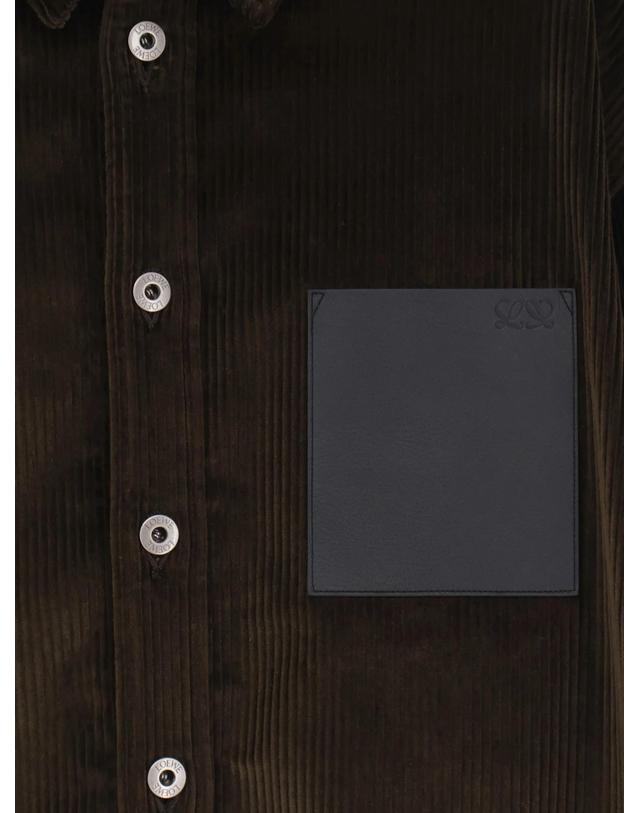 로에베 [해외직구][N85]로에베 H526Y05WIV 남성 셔츠 남방 LOEWE Corduroy shirt with leather pocket 착용컷