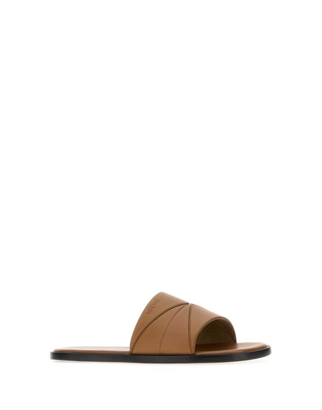 로에베 [해외직구][X45]로에베 M816465X66 MOCHA 남성 슬리퍼 샌들 플립플랍 조리 Camel leather slippers 착용컷