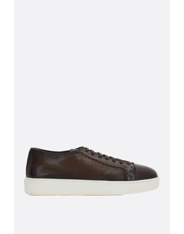 [해외직구][E32]산토니 MBCD22223BARKEVRT50 남성 로우탑 하이탑 슬립온 스니커즈 단화 에스빠듀 SANTONI Clean sneakers in grainy leather