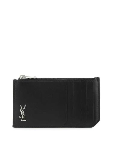 [해외직구][X45]생로랑 6298991JB0E 1000 남성 반지갑 장지갑 카드지갑 머니클립 Black leather card holder