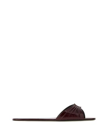 [해외직구][X45]생로랑 869658AAEHF 6629 여성 샌들 슬리퍼 샌들힐 플립플랍 샌들힐 Burgundy leather Babylone slippers