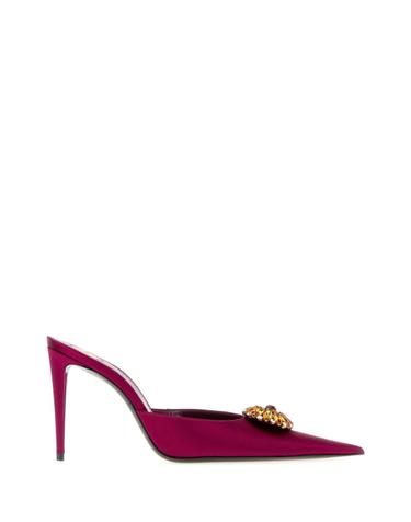 [해외직구][X45]생로랑 A001GX9QNDG 6174 여성 펌프스 슬링백 하이힐 스트랩힐 Fuchsia satin Cosmo mules