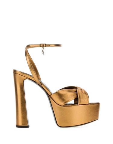 [해외직구][X45]생로랑 869730AAGWT 7605 여성 샌들 슬리퍼 샌들힐 플립플랍 샌들힐 Bronze leather Holly sandals