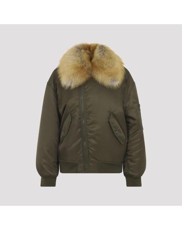 [해외직구][D14]생로랑 A00300YZ9HT 3117 KAKI VERT 여성 자켓 코트 아우터 Saint Laurent Shearling Bomber