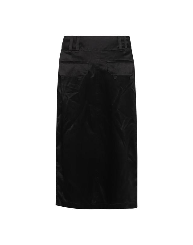 생로랑 [해외직구][Q11]생로랑 785399Y001W1000 여성 스커트 치마 BLACK SILK SKIRT 착용컷