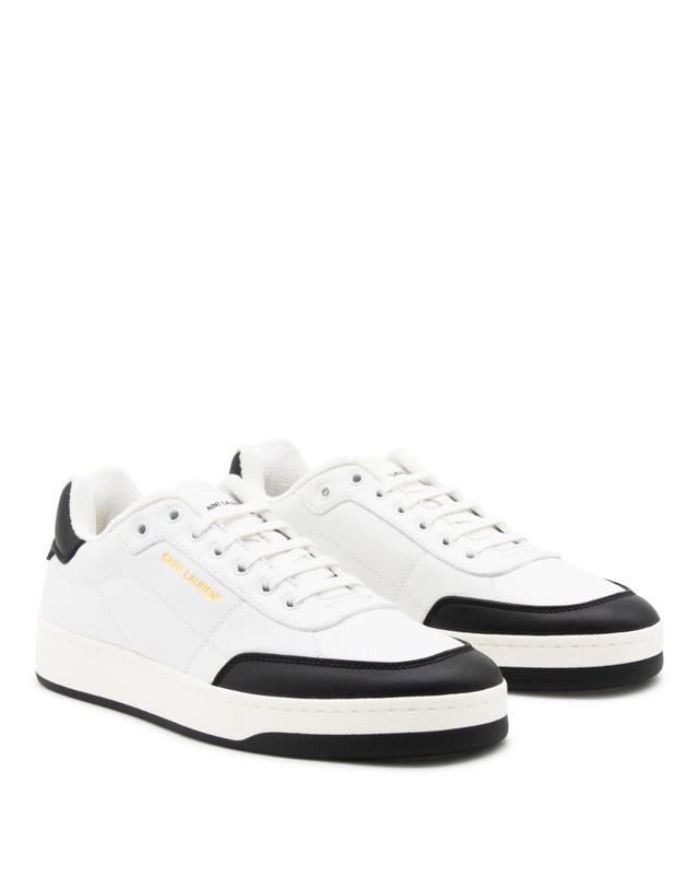 생로랑 [해외직구][Q11]생로랑 84553700NI09061 남성 스니커즈 WHITE AND BLACK LEATHER SNEAKERS 착용컷
