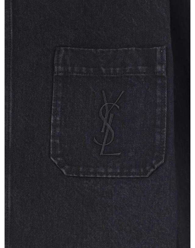 생로랑 [해외직구][N85]생로랑 A007M4 남성 셔츠 남방 SAINT LAURENT Cassandre black denim overshirt 착용컷