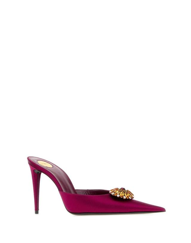 생로랑 [해외직구][X45]생로랑 A001GX9QNDG 6174 여성 펌프스 슬링백 하이힐 스트랩힐 Fuchsia satin Cosmo mules 착용컷