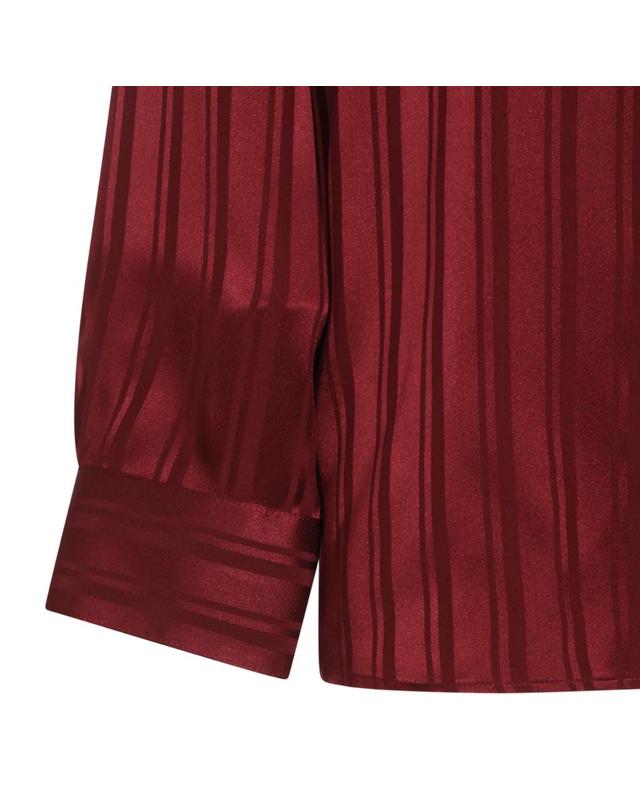 생로랑 [해외직구][B47]생로랑 838125Y142U5504 여성 셔츠 남방 블라우스 BURGUNDY SILK SHIRT 착용컷