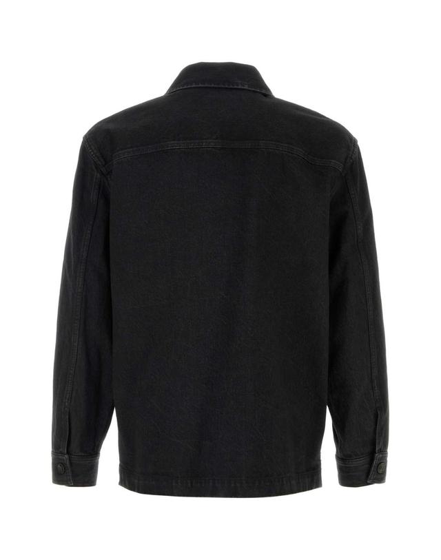 생로랑 [해외직구][X45]생로랑 A007M4Y07YD 1238 남성 셔츠 남방 긴팔 반팔 Black denim overshirt 착용컷