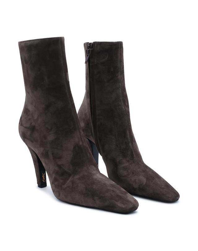 생로랑 [해외직구][S27]생로랑 80667427DAB2549 여성 부츠 부티 롱 미들 앵클부츠 첼시부츠 바이커부츠 워커 로고 BROWN SUEDE ANKLE BOOTS 착용컷