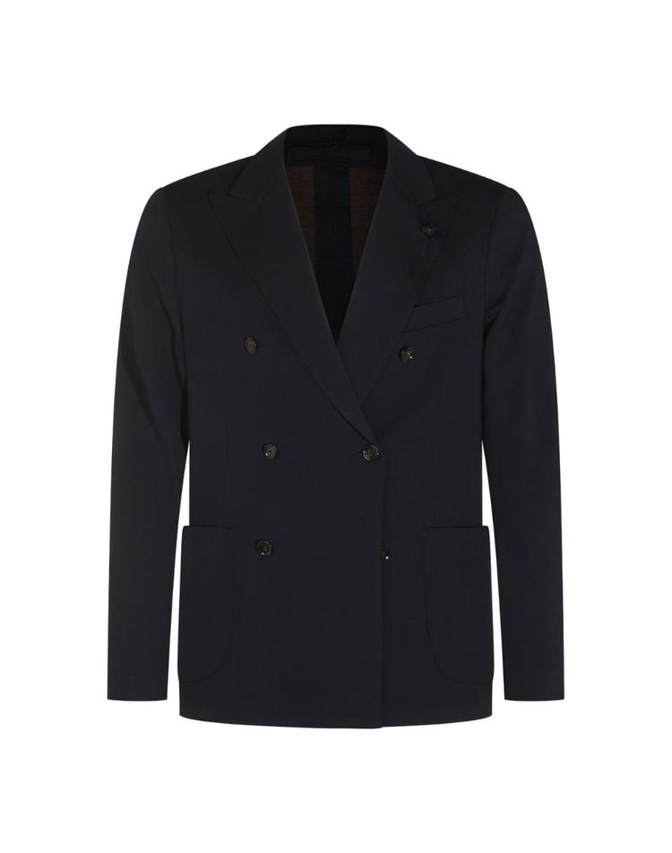 LARDINI [해외] [라르디니] [Q11]LARDINI AC691E27ACJ67054850 남성 블레이저 자켓 NAVY AND BROWN VIRGIN WOOL BLEND BLAZER FH3AXX002