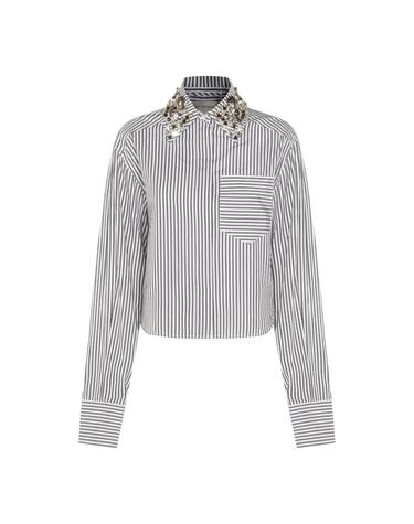 [해외직구][B47]SPORTMAX 261211101160080160003 여성 셔츠 남방 블라우스 BLACK AND WHITE COTTON SHIRT