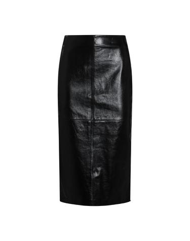 스포트막스 [해외직구][S27]SPORTMAX 262240601260045056F003 여성 스커트 치마 롱스커트 미디스커트 숏스커트 미니스커트 로고 BLACK LAPPOLE NAPPA LEATHER MIDI SKIRT