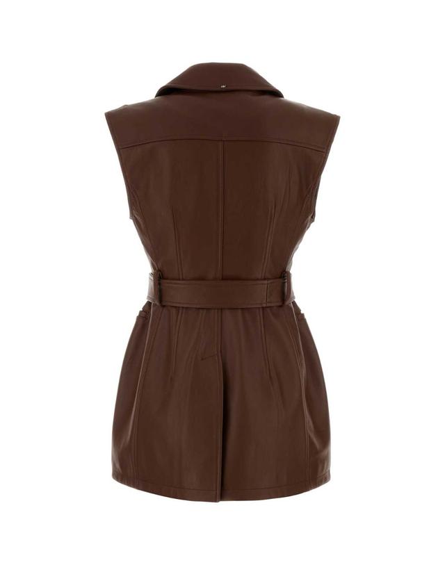 스포트막스 [해외직구][X45]SPORTMAX 2622446031600 001 여성 가죽자켓 바이커자켓 레더자켓 Chocolate leather Favella vest 착용컷