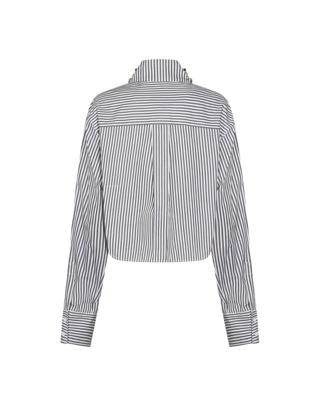 스포트막스 [해외직구][B47]SPORTMAX 261211101160080160003 여성 셔츠 남방 블라우스 BLACK AND WHITE COTTON SHIRT 착용컷