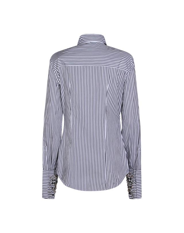 스포트막스 [해외직구][B47]SPORTMAX 261219101160080160003 여성 셔츠 남방 블라우스 BLACK AND WHITE COTTON SHIRT 착용컷