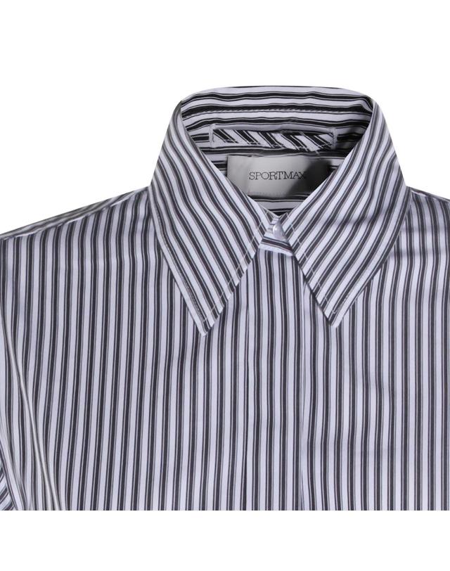 스포트막스 [해외직구][B47]SPORTMAX 261219101160080160003 여성 셔츠 남방 블라우스 BLACK AND WHITE COTTON SHIRT 착용컷