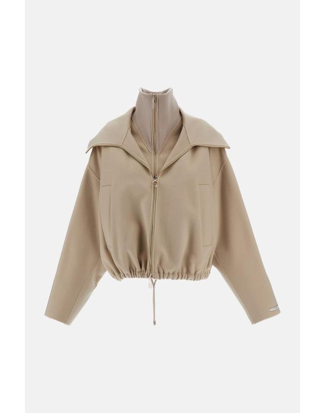 스포트막스 [해외직구][G95]Sportmax 2622086012600037 여성 코트 트렌치코트 케이프 자켓 WOOL BOMBER JACKET WITH REMOVABLE BIB 착용컷