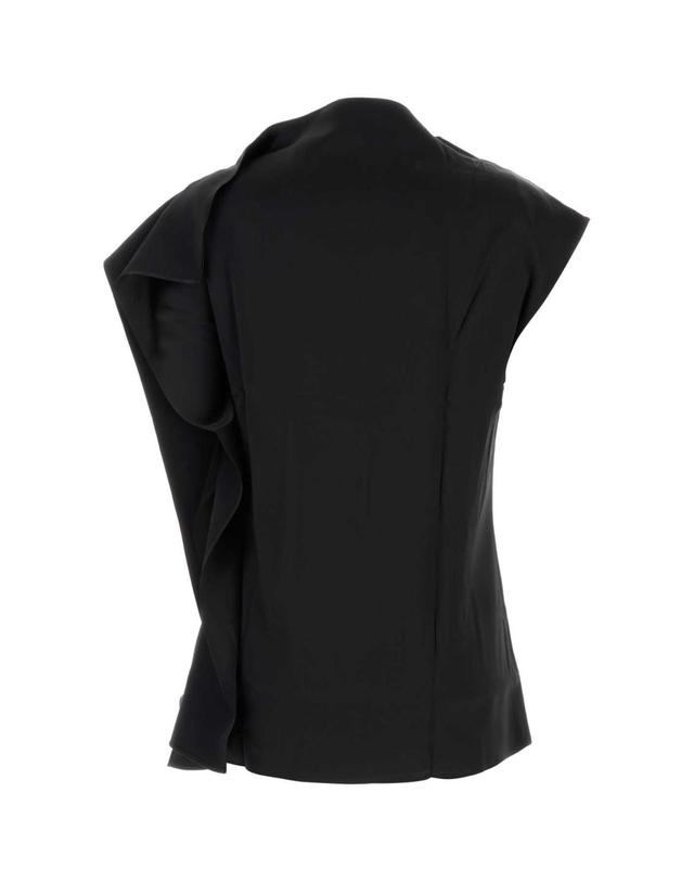 스포트막스 [해외직구][X45]SPORTMAX 2622166032600 002 여성 셔츠 남방 반팔 긴팔 블라우스 Black satin Lana top 착용컷