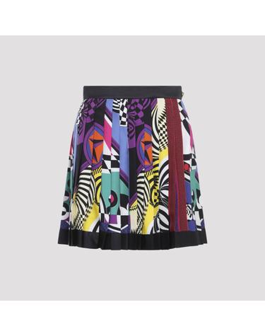 [해외직구][D14]베르사체 10008291A19288 5X000 MULTICOLO 여성 스커트 치마 Versace Teatro Foulard Skirt
