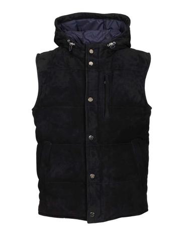 [해외직구][A94]AL DUCA D AOSTA GILET CAPPUCCIOBLU 남성 베스트 질렛 조끼 AL DUCA D AOSTA AL DUCA D AOSTA Suede Hooded Vest