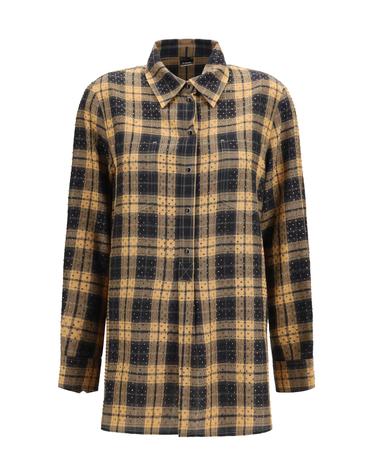 [해외직구][K68]PINKO 107172A3FA CZ3 여성 셔츠 남방 긴팔 반팔 블라우스 Barbellino check pattern Shirt with all over micro rhinestones