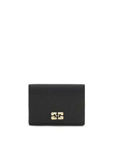 [해외직구][K68]가니 A7304 099 여성 반지갑 장지갑 카드지갑 Ganni Bou Card Holder With Flap Grained