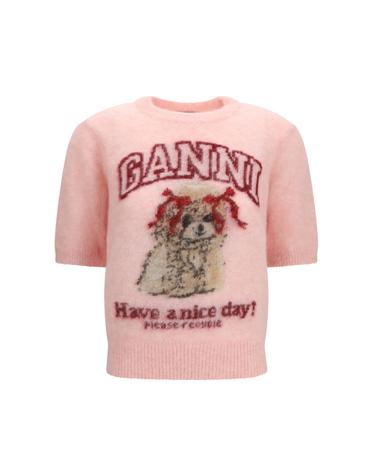 [해외직구][K68]가니 A1070093 868 여성 티셔츠 민소매 탑 나시 Alpaca graphic knit T shirt