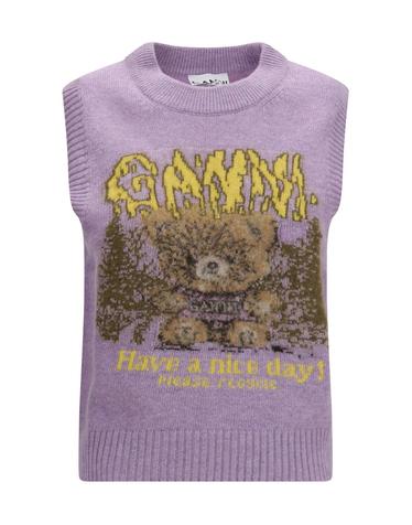 [해외직구][K68]가니 A1180020 ZXD 여성 니트 스웨터 가디건 Teddy alpaca and wool blend Vest