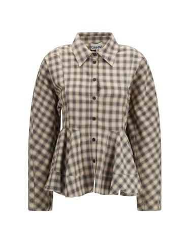 [해외직구][K68]가니 A1140033 873 여성 셔츠 남방 긴팔 반팔 블라우스 Check flannel Peplum Shirt