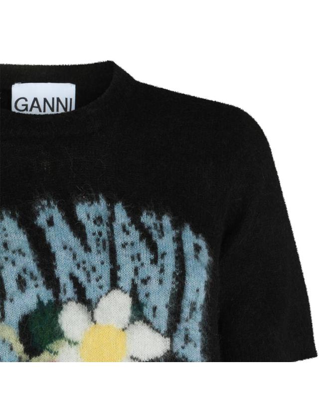 가니 [해외직구][B47]가니 A1050226099 여성 티셔츠 상의 탑 BLACK WOOL T SHIRT 착용컷