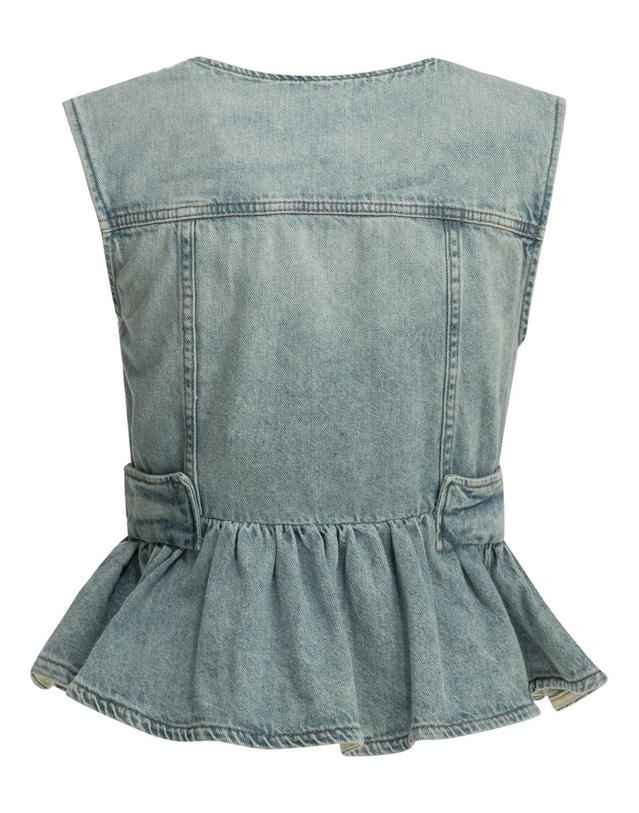 가니 [해외직구][V90]가니 A1040321565 여성 티셔츠 민소매 셔츠 폴로티 Denim vest 착용컷