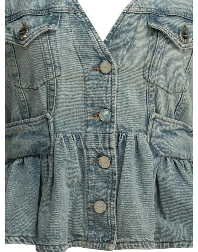가니 [해외직구][V90]가니 A1040321565 여성 티셔츠 민소매 셔츠 폴로티 Denim vest 착용컷