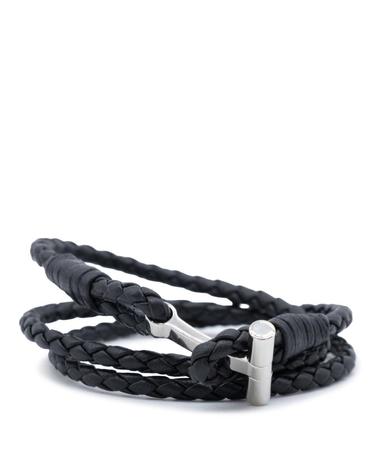 [해외직구][B47]톰포드 JM005ICL002SNAA 남성 악세사리 팔찌 브레이슬릿 BLACK AND SILVER LEATHER BRACELET
