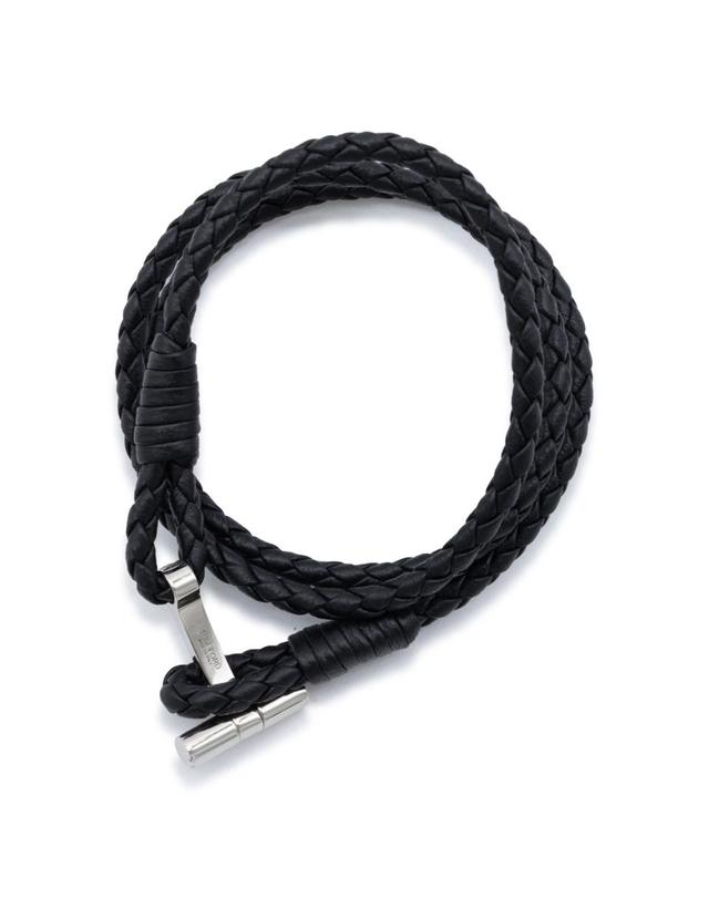 톰포드 [해외직구][B47]톰포드 JM005ICL002SNAA 남성 악세사리 팔찌 브레이슬릿 BLACK AND SILVER LEATHER BRACELET 착용컷