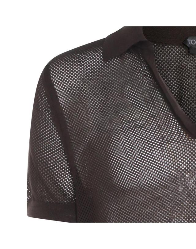 톰포드 [해외직구][B47]톰포드 KPS040YMC046ECC 남성 폴로셔츠 카라티셔츠 DARK BROWN COTTON POLO SHIRT 착용컷