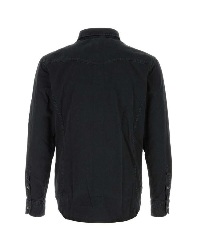 톰포드 [해외직구][X45]톰포드 HDS001FMC304 NAA 남성 셔츠 남방 긴팔 반팔 Black denim shirt 착용컷
