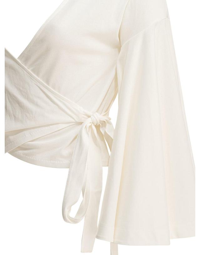 자크뮈스 [해외직구][V90]쟈크뮈스 TOW00905AJ00254WHITE 여성 티셔츠 민소매 셔츠 폴로티 Casual wrap around top 착용컷