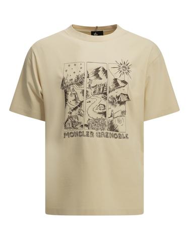 [해외직구][V90]몽클레어 8C00001 89AW1034 남성 티셔츠 긴팔 반팔 Mountain Landscape Crew Neck T Shirt