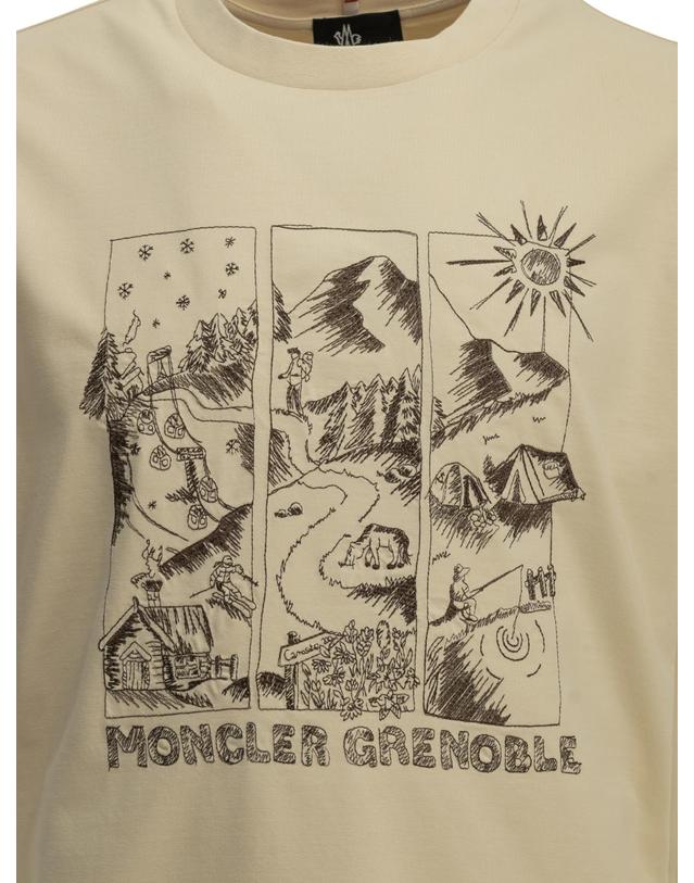 몽클레어 [해외직구][V90]몽클레어 8C00001 89AW1034 남성 티셔츠 긴팔 반팔 Mountain Landscape Crew Neck T Shirt 착용컷