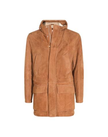 [해외직구][B47]브루넬로 쿠치넬리 MPMCU2095C8052 남성 퍼자켓 무스탕 아우터 BROWN SHEARLING HOODED COAT