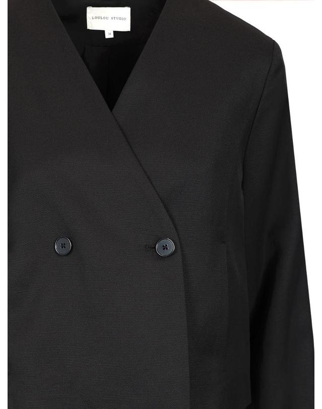 루루스튜디오 [해외직구][A94]루루 스튜디오 MALLIBLACK 여성 블레이저 자켓 LOULOU STUDIO LOULOU STUDIO Cropped Blazer 착용컷