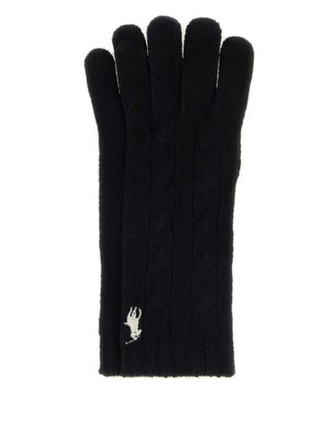 [해외직구][X45]폴로  455981440 001 여성 장갑 글로브 니트 가죽 Black wool blend gloves