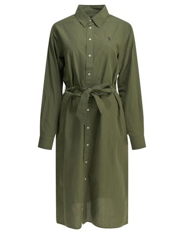 [해외직구][V90]폴로  211A96346001SUPPLY OLIVE 여성 원피스 드레스 롱 미디 미니 숏 맥시드레스 점프수트 Chemisier midi dress with logo