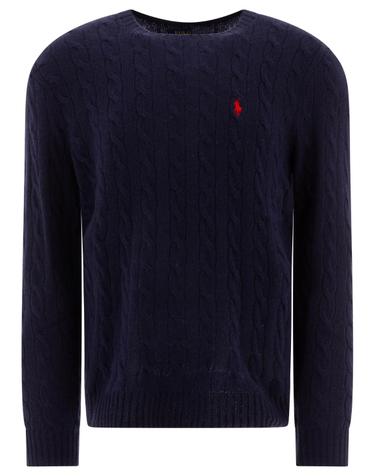 [해외직구][V90]폴로  710876762002HUNTER NAVY 남성 니트 스웨터 가디건 Wool and cashmere crewneck sweater with logo