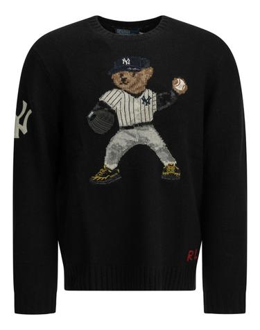 [해외직구][V90]폴로  710B27162001POLO BLACK MULTI 남성 니트 스웨터 가디건 Polo Bear x Yankees Crew Neck Sweater